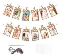 Bomtop Banderole Photo Anniversaire 1 an, Bébé Photo Bannière 1-12 Mois, Guirlande Photo Anniversaire pour Garçon Fille Première Fête Décor