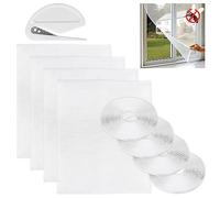 Bomtop Lot de 4 Moustiqueres Fenêtre Découpable, 130 x 150cm Toile Moustiquaire pour fenêtre, Moustiquaire sans percage, Anti moustiquaire fenetre avec cadre Bande Adhésive Grattoir(Blanc Transparent)