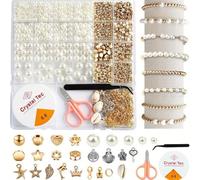 BOMULEZG Ensemble de perles blanches pour fabriquer des bracelets, kit de bricolage de bijoux DIY pour filles et adultes, perles à enfiler pour bracelet, collier, idées cadeaux (10)