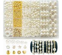 BOMULEZG Ensemble de perles blanches pour fabriquer des bracelets soi-même, kit de bricolage de bijoux DIY pour filles et adultes, perles à enfiler pour bracelet, collier, idées cadeaux (14)