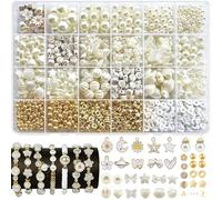 BOMULEZG Ensemble de perles blanches pour faire des bracelets soi-même, kit de bricolage de bijoux DIY pour filles et adultes, perles à enfiler pour bracelet, collier, idées cadeaux (15)