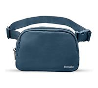 Bomvabe Sac banane à bandoulière pour femme, mini sac banane de 1 L avec sangle réglable de 81,3 cm à 129,5 cm, petit sac banane pour voyage, course à pied, bleu marine, Small, Tendance