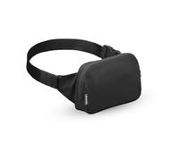 Bomvabe Sac banane de 1 l pour femmes, filles, garçons, adolescents, sac banane partout avec sangle réglable de 134,6 cm, 02 - Noir, Sac passeport de voyage avec sangle réglable pour un port facile