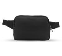 Bomvabe Sac banane noir de 2 l pour homme et femme, grand sac banane avec sangle réglable de 140 cm, sac à bandoulière résistant à l'eau pour voyage, sport, randonnée, noir, Utilitaire