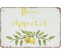 Bon Appetit - Décoration murale imprimée citron - Décoration de campagne française - Décoration de salle à manger, cuisine, ferme - Décoration murale imprimable - En aluminium - Pour bar, pub, club,
