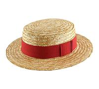 Bon Clic Bon Genre Chapeau canotier Paille Homme ou Femme Biarritz - Taille 59 cm - Rouge