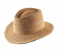 Bon Clic Bon Genre Chapeau Fedora Paille Homme ou Femme Flavien Raphia Nude - Taille M