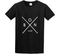 Bon Iver Printed Adults T-Shirt Men's Casual Tee Shirt Black Manches Courtes(Large)