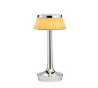 Bon Jour Unplugged Bordlampe Krom Krop Og Stof Skærm