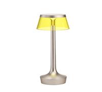 Bon Jour Unplugged Bordlampe Mat Krom Krop Og Gul Skærm