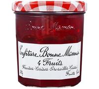 BON. MAM. Confiture 4 Fruits 370g : un mélange gourmand de fraises, cerises, groseilles et cassis pour un petit déjeuner savoureux- Lot De 4