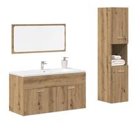 Bon marché - Colonne de bain sur pied - Ensemble de meubles salle de bain 3 pcs bois d'ingénierie plds203041