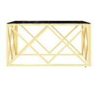 Bon marché * Table centre salon - UU - Table basse - doré 80x80x40 cm - acier inoxydable et verre FR3705