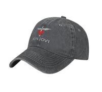 Bon Music Jovi Casquette de baseball en denim délavé vintage unisexe réglable classique en coton doux Noir, Comme indiqué sur la photo, Taille unique