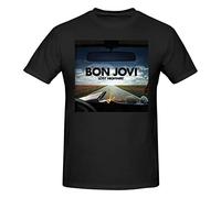 Bon Music Jovi T-shirt à manches courtes et col rond pour homme, coupe classique, décontracté, extensible, noir, Noir , XL
