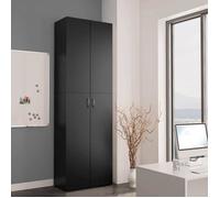 ""Bon plan"" Armoire de bureau Buffet haut - JILI HOT - meuble de rangement Noir 60x32x190cm - Bois d'ingénierie Thome8914533