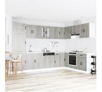 ""Bon Plan""Armoire de cuisine Buffet de cuisine/meuble de cuisine - ""Kalmar"" avec doubles éviers en bois d'ingénierie gris sonoma -