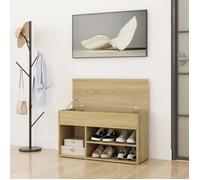 ""Bon plan"" Banc à chaussures - JILI HOT - Grande Capacité - Chêne sonoma 80x30x45cm - Bois d'ingénierie - pour Entrée/Couloir