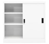 ""Bon plan"" Bibliothèque Étagère de Rangement - JILI HOT - Armoire de bureau avec porte coulissante Blanc 90x40x90cm Acier