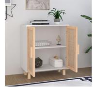 ""Bon plan"" Buffet bahut vaisselier - JILI HOT - Buffet Blanc 60x30x70cm - Bois de pin massif et rotin naturel - commode