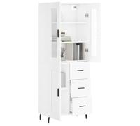 ""Bon plan"" Buffet bahut vaisselier - JILI HOT - Buffet haut Blanc 69,5x34x180cm - Bois d'ingénierie - commode Salon/Cuisine