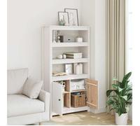 ""Bon plan"" Buffet bahut vaisselier - JILI HOT - Buffet haut Blanc 80x35x154cm - Bois massif de pin - commode Salon/Cuisine