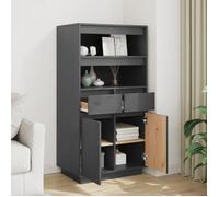 ""Bon plan"" Buffet bahut vaisselier - JILI HOT - Buffet haut Gris 60x40x116,5cm - Bois massif de pin - commode Salon/Cuisine