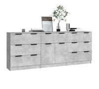 ""Bon plan"" Buffet bahut vaisselier - JILI HOT - Buffets - 3 pcs - gris béton - Bois d'ingénierie - commode Salon/Cuisine