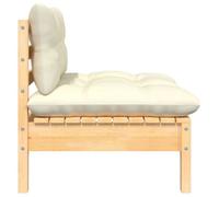 ""Bon plan"" Canapé central de jardin - JILI HOT - Canapé fixe/sofa Balcon avec coussins crème - Bois de pin massif Thome5477918