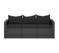 ""Bon plan"" Canapé de jardin - JILI HOT - Canapé fixe/sofa Balcon à 3 places avec coussins noir - Résine tressée Thome2816462