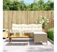 ""Bon plan"" Canapé de jardin - JILI HOT - Canapé fixe/sofa Balcon avec table et coussins en forme de L beige Thome8002414