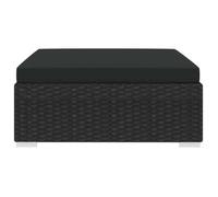 ""Bon plan"" Canapé fixe/sofa Balcon - JILI HOT - Repose-pied sectionnel 1 pc avec coussin - Résine tressée Noir - Pour Jardin