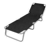 ""Bon plan""Chaise longue/Fauteuil long - Pour balcon - Bain de Soleil simple - 1 PLACE - pliable acier enduit de poudre noir 89072181