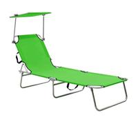 ""Bon plan""Chaise longue/Fauteuil long - Pour balcon - Bain de Soleil simple - 1 PLACE - pliable avec auvent vert aluminium 214951400