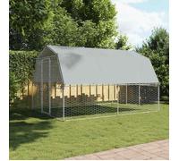 ""Bon plan"" Chenil pour chien - JILI HOT - Cage pour chiens - avec toit - et porte argenté acier galvanisé Thome8941177