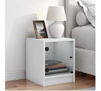 ""Bon plan"" Chevet/Meuble de Rangement - JILI HOT - Table de chevet avec porte en verre blanc 35x37x42cm - Pour Chambre Thome2802060