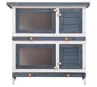 ""Bon plan"" Clapier Lapins Petit enclos - JILI HOT - Clapier d'extérieur - 4 portes - Gris Bois - Pour Jardin Thome8366838