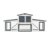 ""Bon plan"" Clapier Lapins Petit enclos - JILI HOT - Clapier large d'extérieur - Gris et blanc 204x45x85cm Bois - Pour Jardin