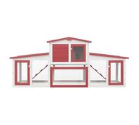 ""Bon plan"" Clapier Lapins Petit enclos - JILI HOT - Clapier large d'extérieur - Rouge et blanc 204x45x85cm Bois - Pour Jardin