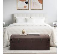 ""Bon plan"" Coffre - JILI HOT - Coffre boîte meuble de rangement à trésors avec loquets marron foncé contreplaqué Thome5399010