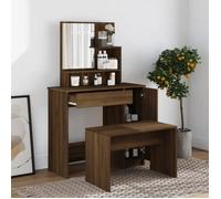 ""Bon plan"" Coiffeuse avec miroir - JILI HOT - Table de vanité - Chêne marron 86,5x35x136cm - Pour chambre Thome6681612