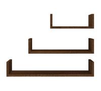 ""Bon plan"" Console au Mur - JILI HOT - Étagères murales d'affichage - 3 pcs - Chêne marron - Bois ingénierie - Pour salon/chambre