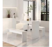 ""Bon plan"" Dining Table Set - JILI HOT - Ensemble à manger - 3 pcs - Table + 2 chaises - Blanc brillant - Bois d'ingénierie - Pour