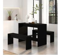 ""Bon plan"" Dining Table Set - JILI HOT - Ensemble à manger - 3 pcs - Table + 2 chaises - Noir - Bois d'ingénierie - Pour