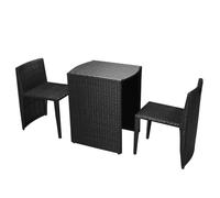 ""Bon plan"" Ensemble de bistro - 3 pcs - JILI HOT - Table + 2 chaises - avec coussins - Résine tressée noir - Pour Jardin/terrasse