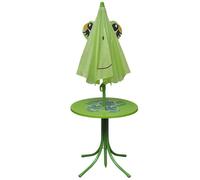 ""Bon plan"" Ensemble de bistro avec parasol pour enfants - 3 pcs - JILI HOT - Table + 2 chaises - Vert - Pour Jardin/terrasse