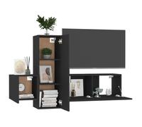 ""Bon plan"" Ensemble de meubles TV - 3 pcs - JILI HOT - meubles HiFi Suspendu - Noir - Bois d'ingénierie - Pour salon Thome6672301