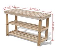 ""Bon plan"" Étagère à chaussures - JILI HOT - Grande Capacité - 2 en 1 et dessus banc - Bois de sapin massif - pour Entrée/Couloir