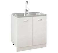 ""Bon plan"" Évier de cuisine - JILI HOT - Lavabo Installation de Cuisine à double lavabo argenté 800x500x155 mm inox Thome6196165