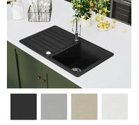 ""Bon plan"" Évier de cuisine - JILI HOT - Lavabo Installation de Cuisine en granite avec égouttoir réversible Noir Thome2703168